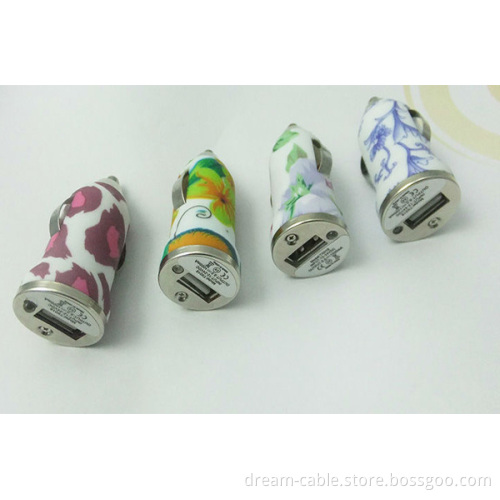 Colorful Leopard Print Mini USB Car Charger